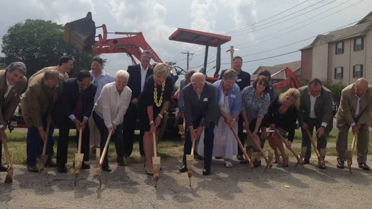 Andrew Hillman. Groundbreaking at Victory Medical Center, a group with ceremonial shovels