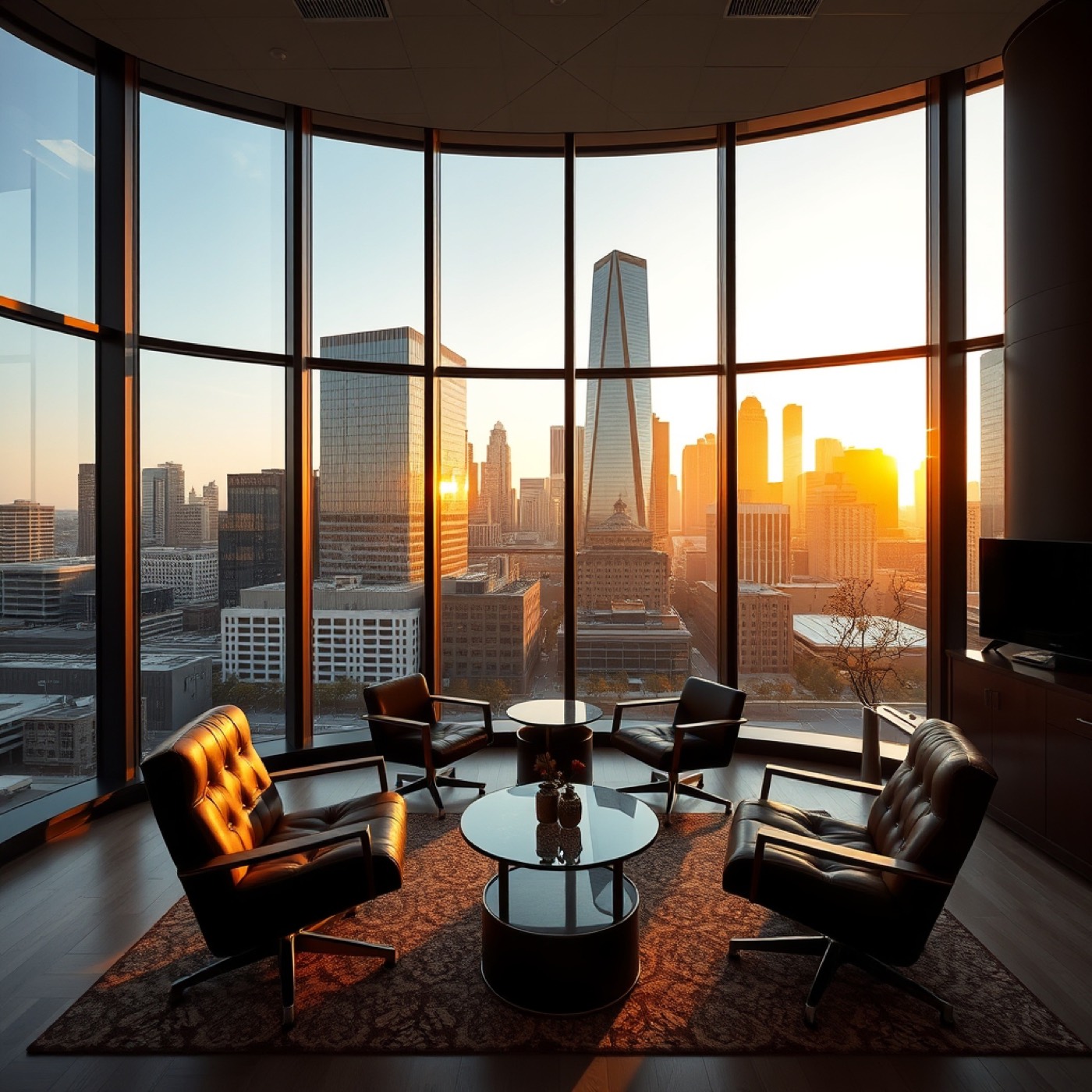 Dallas executive office overlooking the city skyline
