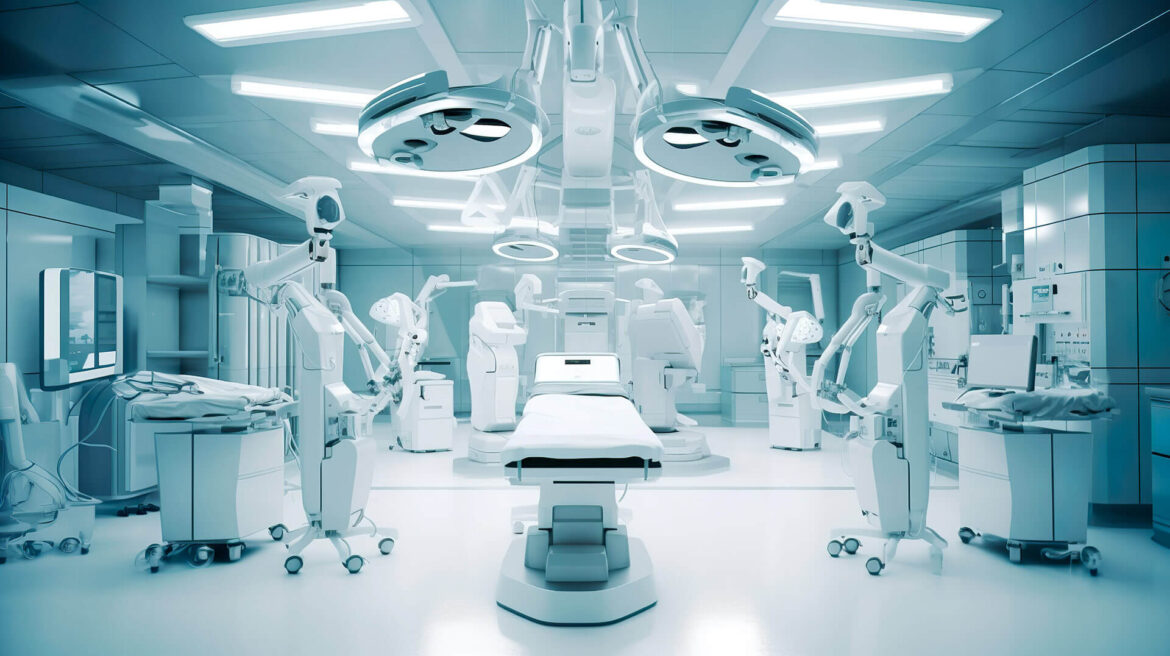 Robotic-assisted operating room with surgical robots and integrated imaging